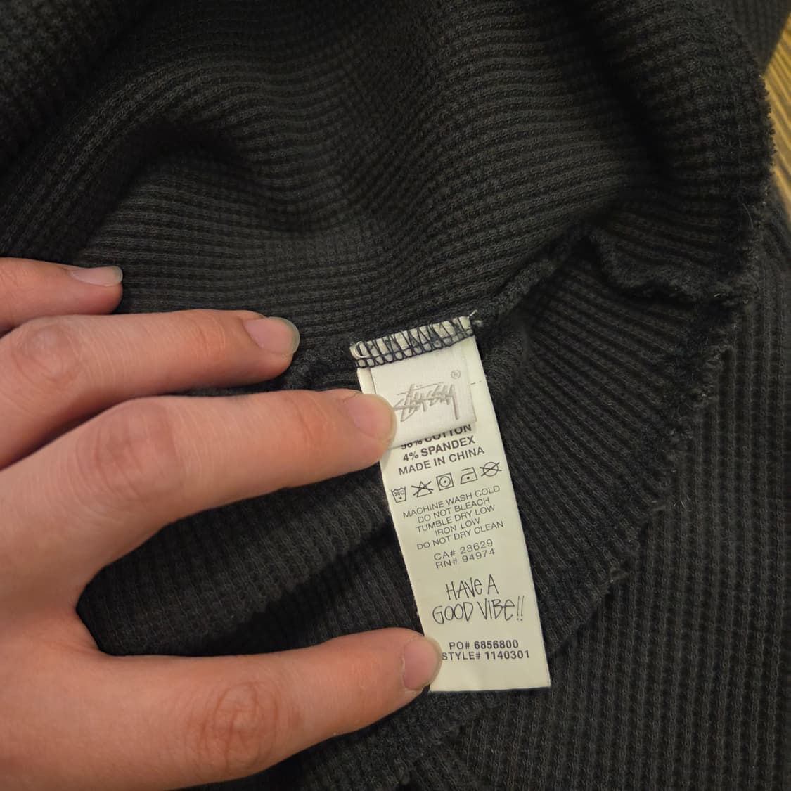 스투시 롱슬리브 써멀 티셔츠 블랙 상품이미지5