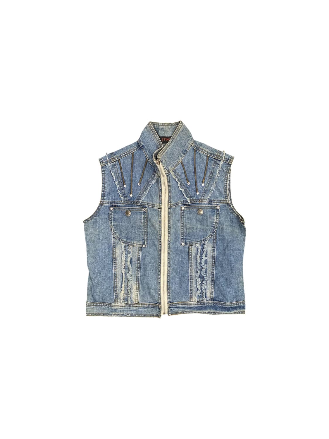 Japanese vtg 큐빅 디테일 그런지 데님 베스트 상품이미지1