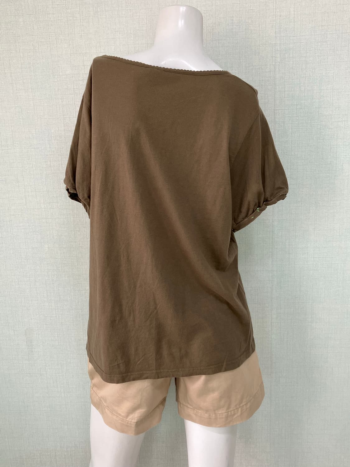 brown lace puff rose half t-shirt 상품이미지4