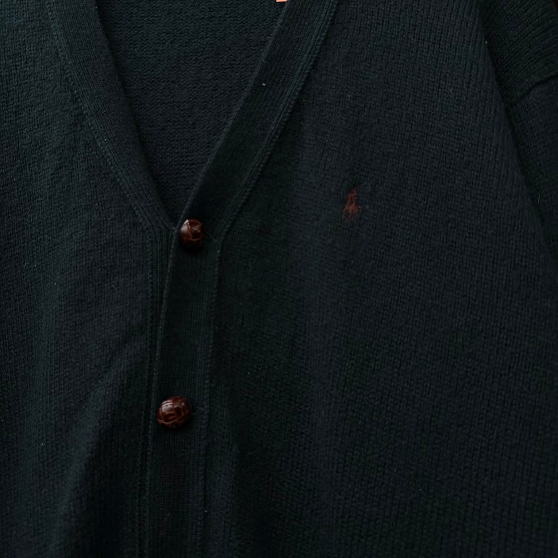 80s 폴로 랄프로렌 버건디 스몰 포니 로고 울 니트 가디건 N36 상품이미지6