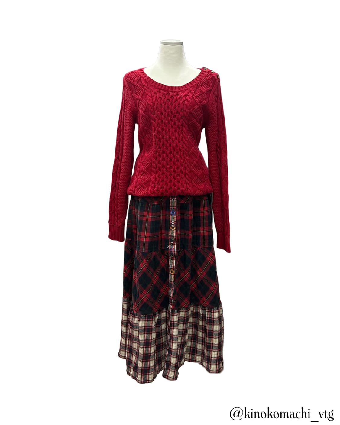 TITICACA 티티카카 모리걸 레드체크 자수 스커트 아오이유우 상품이미지2