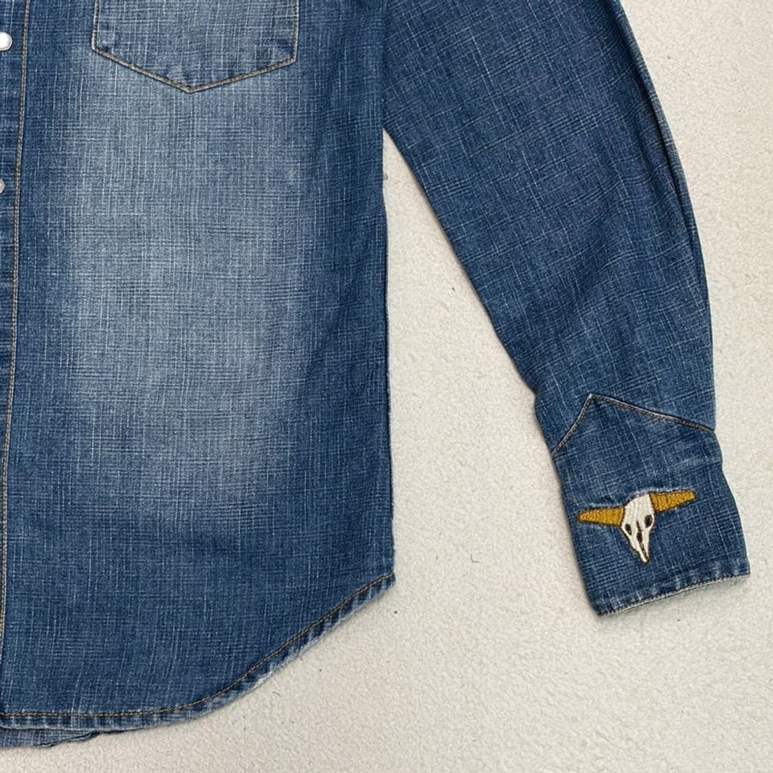 WESTERN DENIM BANK 패치 데님 셔츠 M 상품이미지2