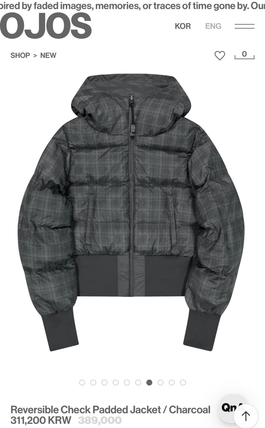 Ojos Reversible Check Padded Jacket  상품이미지1