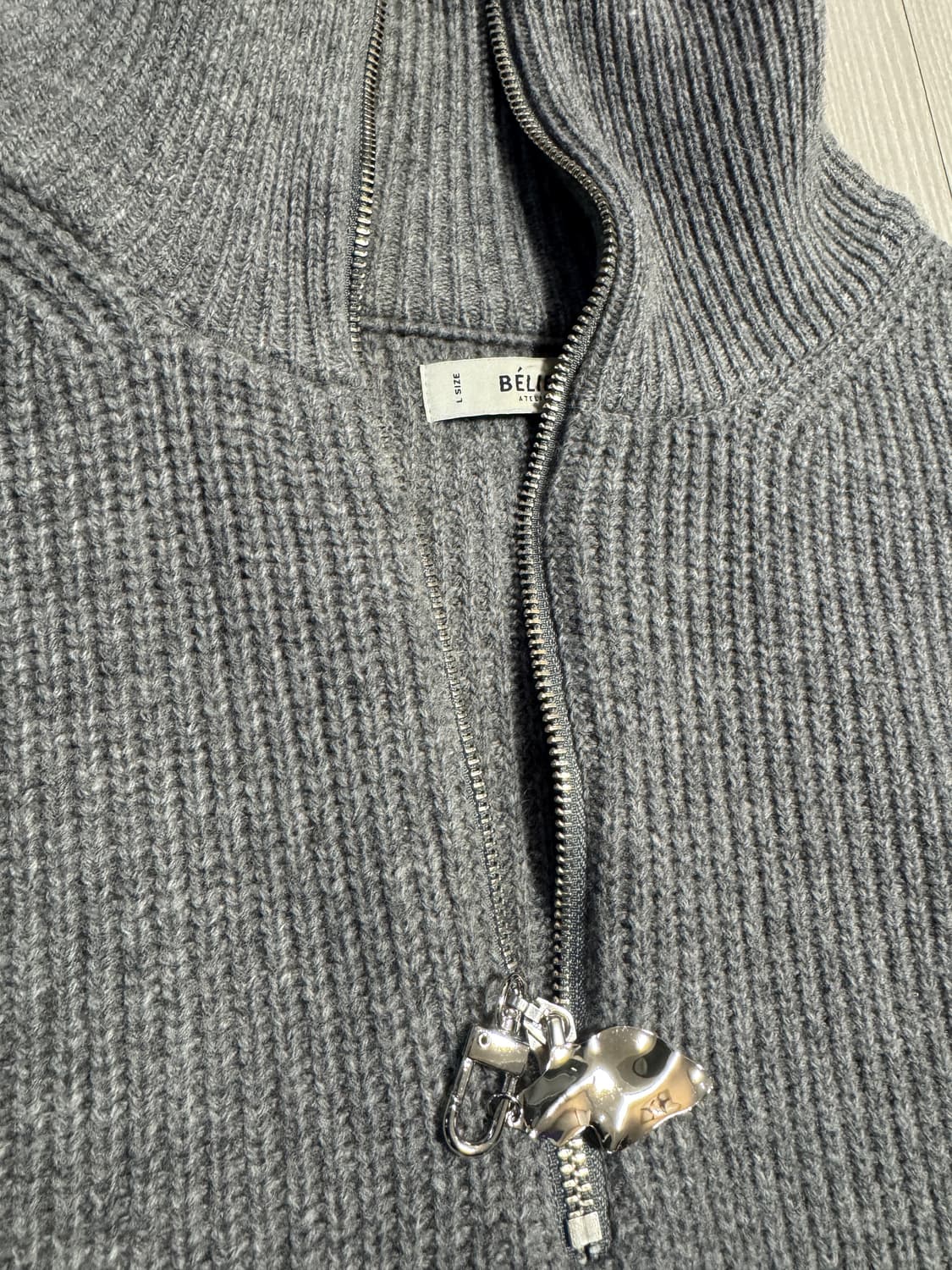 벨리에 /  반집업니트 그레이 / L 상품이미지3