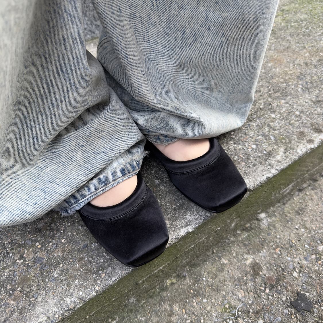 블랙 새틴 질 샌더 발레 플랫 상품이미지6