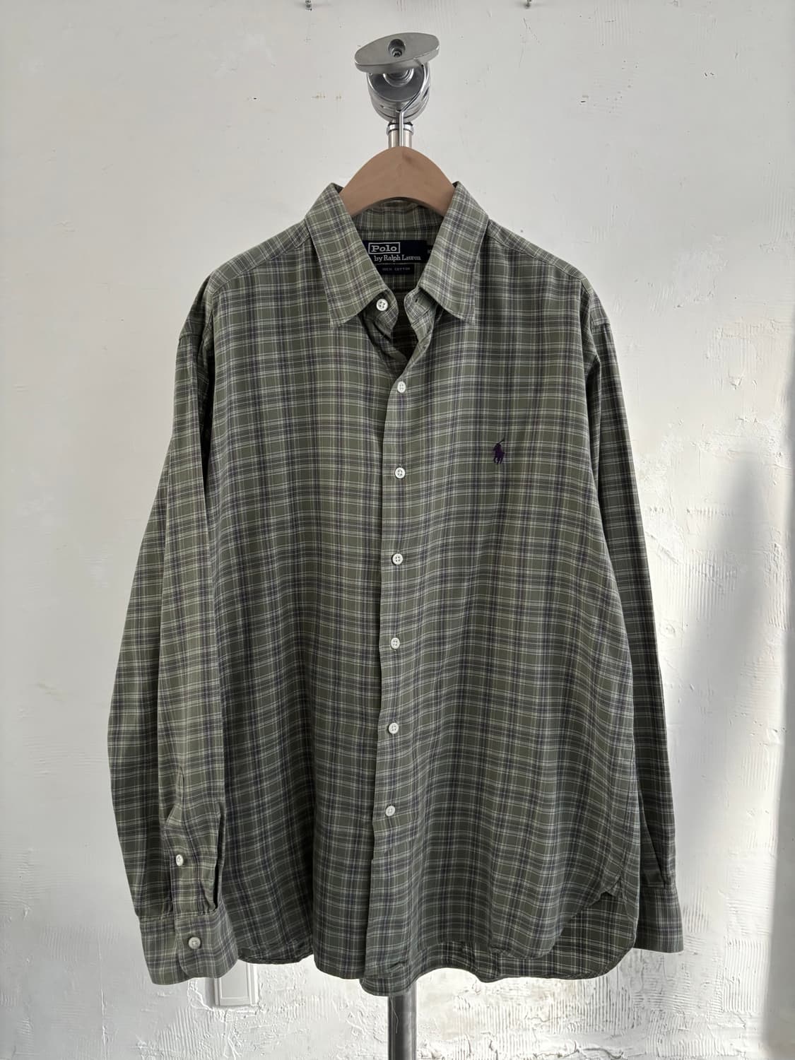 Polo 폴로 랄프로렌 그린퍼플 체크 코튼 셔츠 상품이미지1