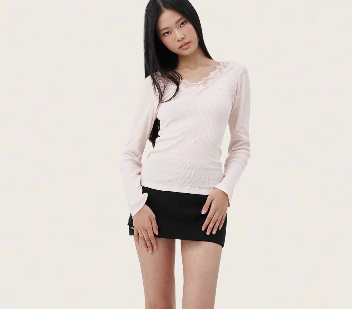 클리시어 크림도넛 롱슬리브 핑크 니트 블러쉬 팔레트 쓰리타임즈 상품이미지1