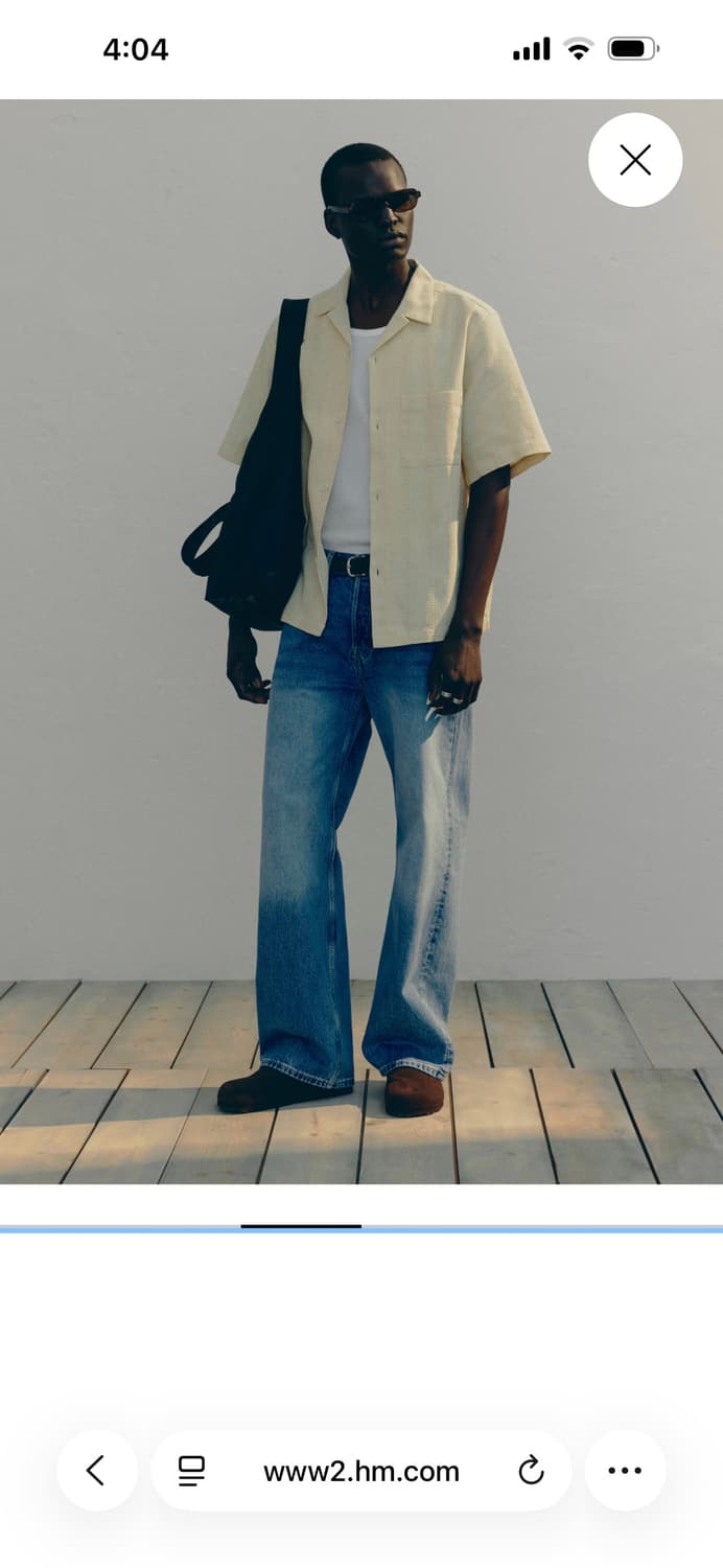 에이치엔앰 H&M 남성 텍스쳐 캠프 셔츠 레귤러핏 (105)   상품이미지2