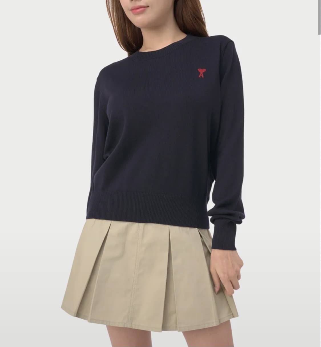 여성 스몰 하트 로고 니트 - 다크 네이비 / FKS111KN002543 상품이미지1