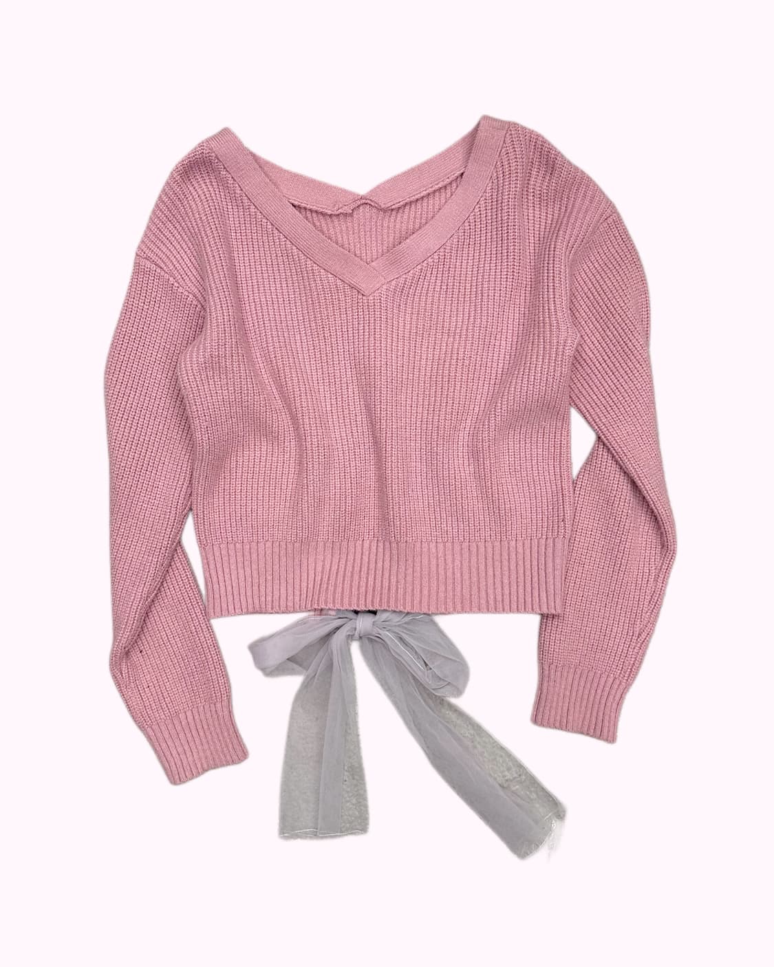 purple pink ribbon crop knit 상품이미지2