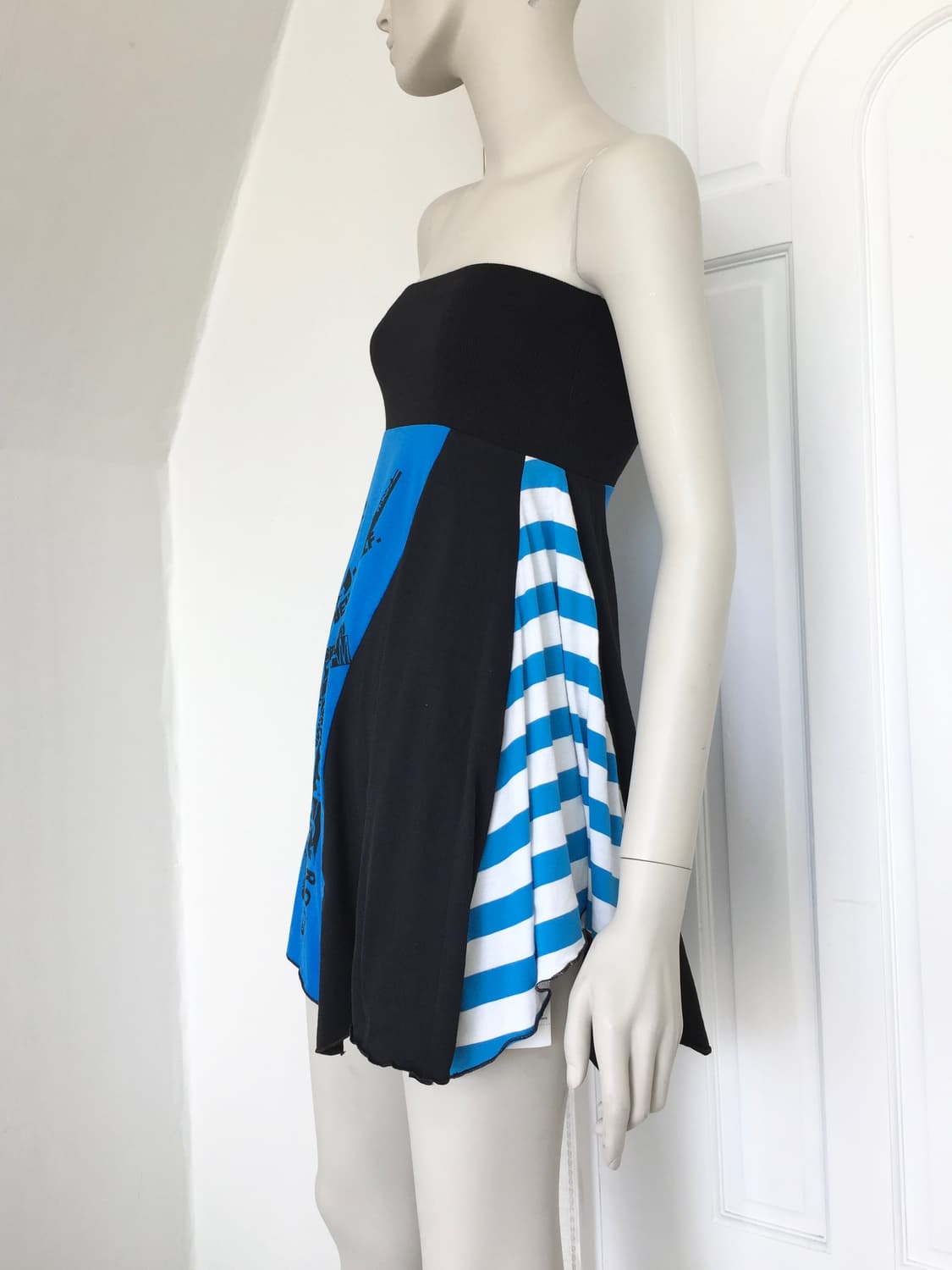 Vintage Print Patchwork Slant Cut Skirt 상품이미지3