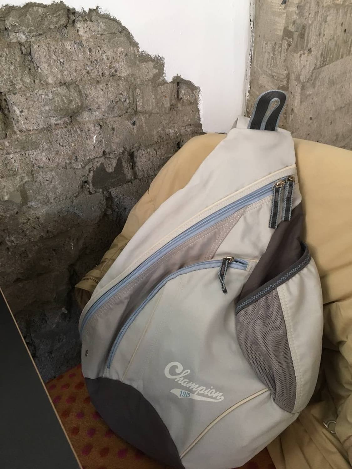 일본빈티지 챔피온 뮤트 소라그레이 블루 슬링백 크로스백 백팩 상품이미지9
