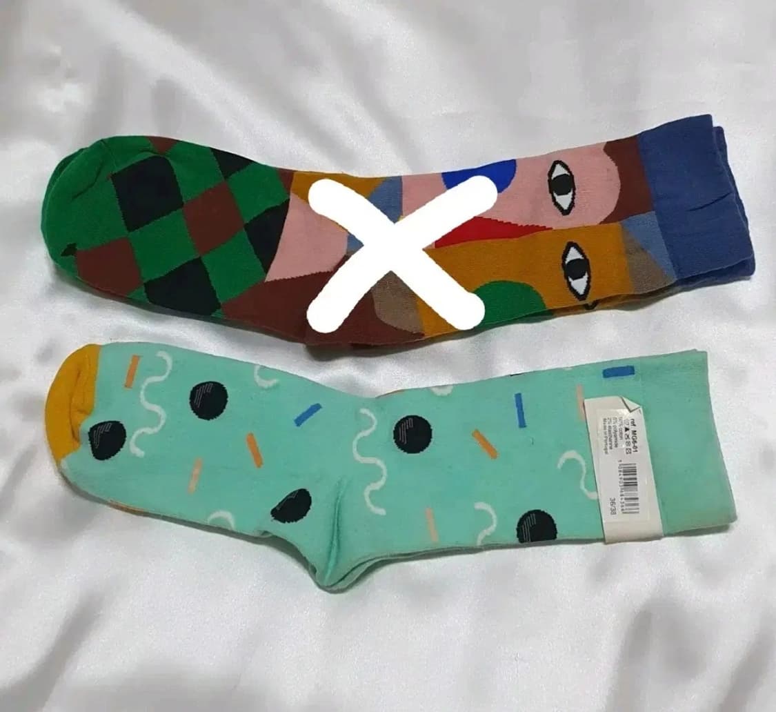 민트 그린 블루 브라운 체크 Bonne Maison 본메종 양말 상품이미지5