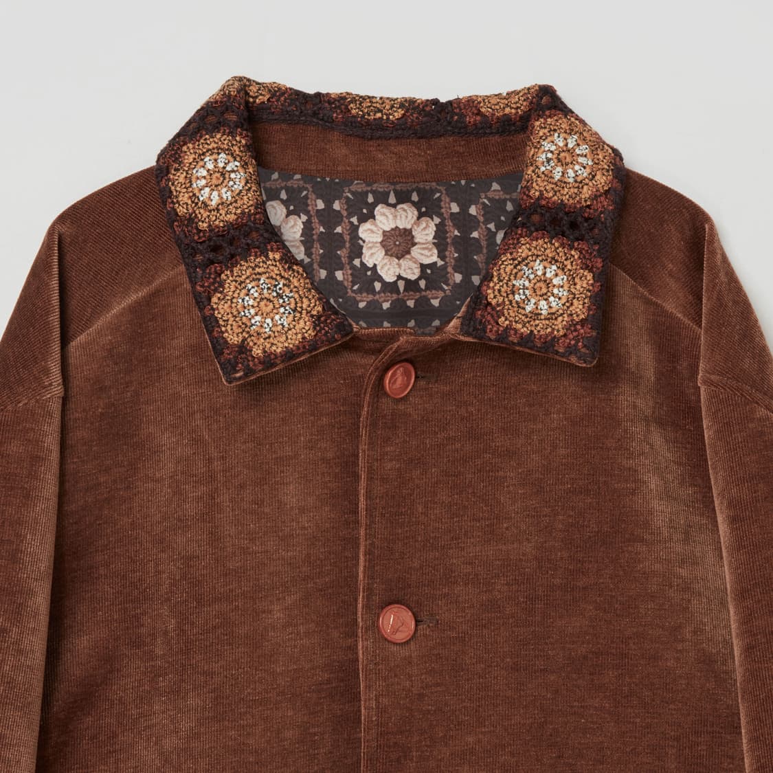 [M] 빈티지 가먼츠 레더 버튼 핸드메이드 자켓 브라운 상품이미지3