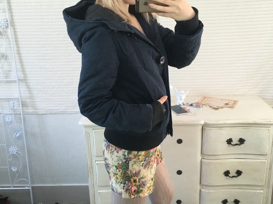 navy button hood down blouson 상품이미지8