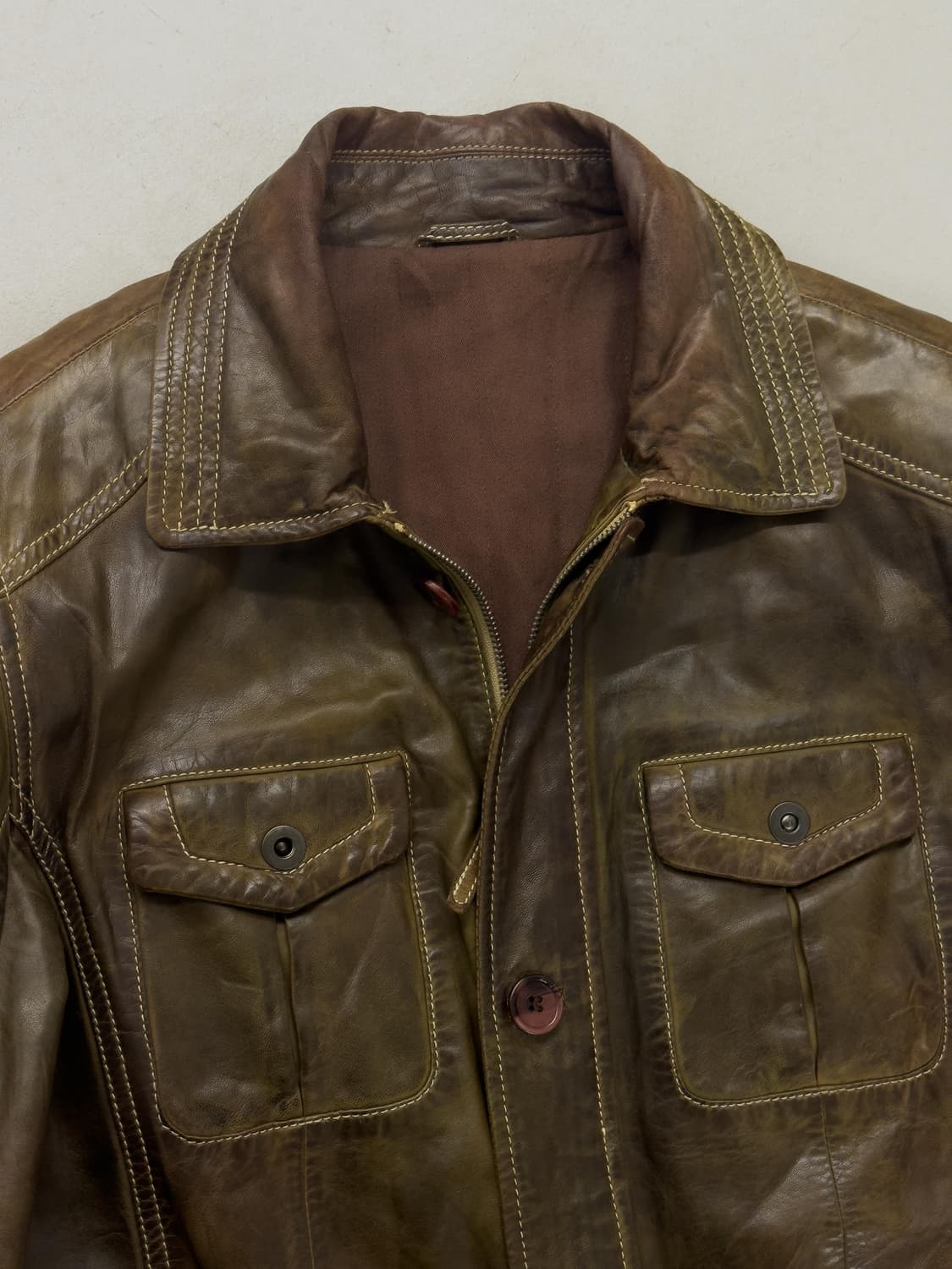 에이징 레더 자켓 상품이미지4