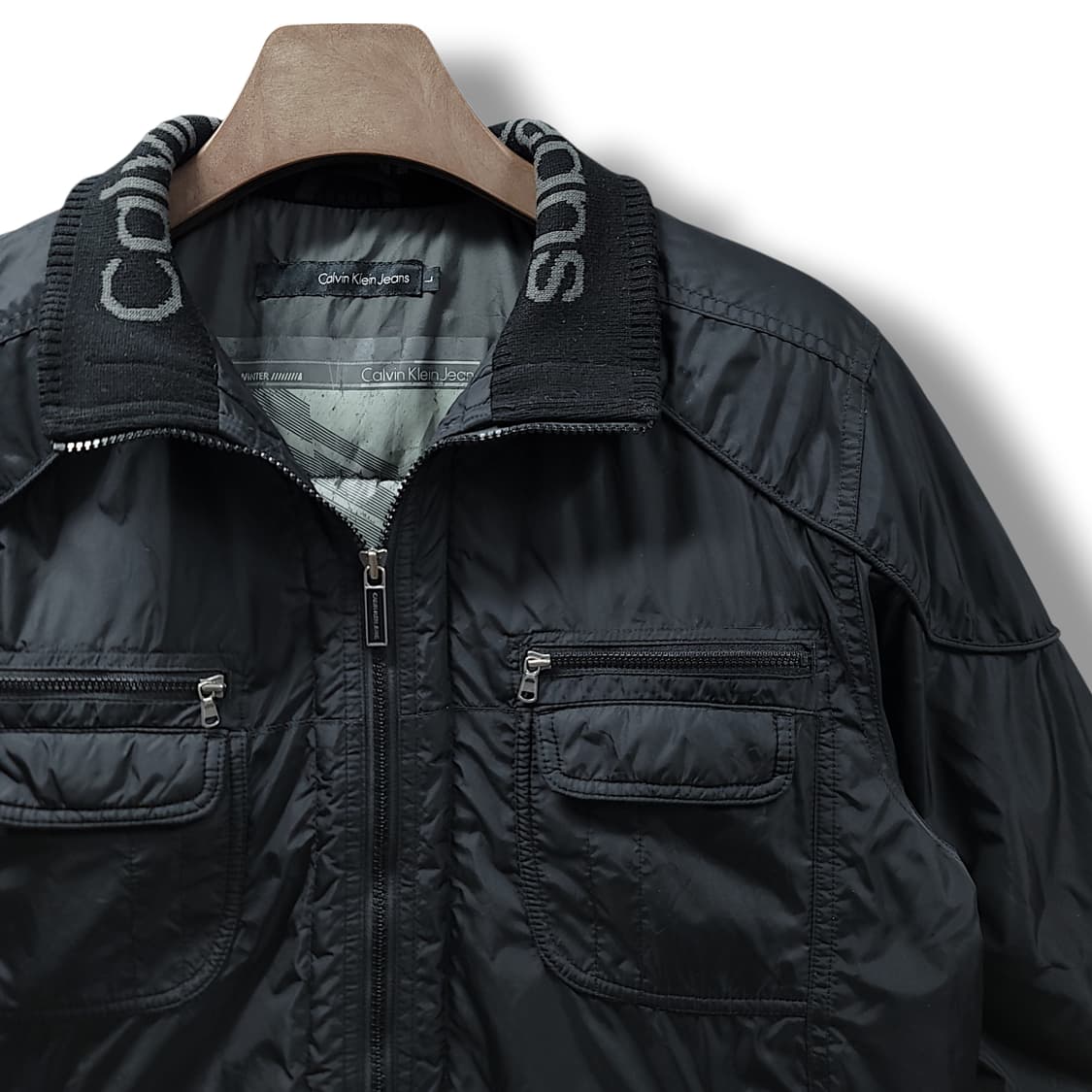 [L] 캘빈클라인 블랙 멀티포켓 나일론 쉘 다운 자켓 상품이미지4