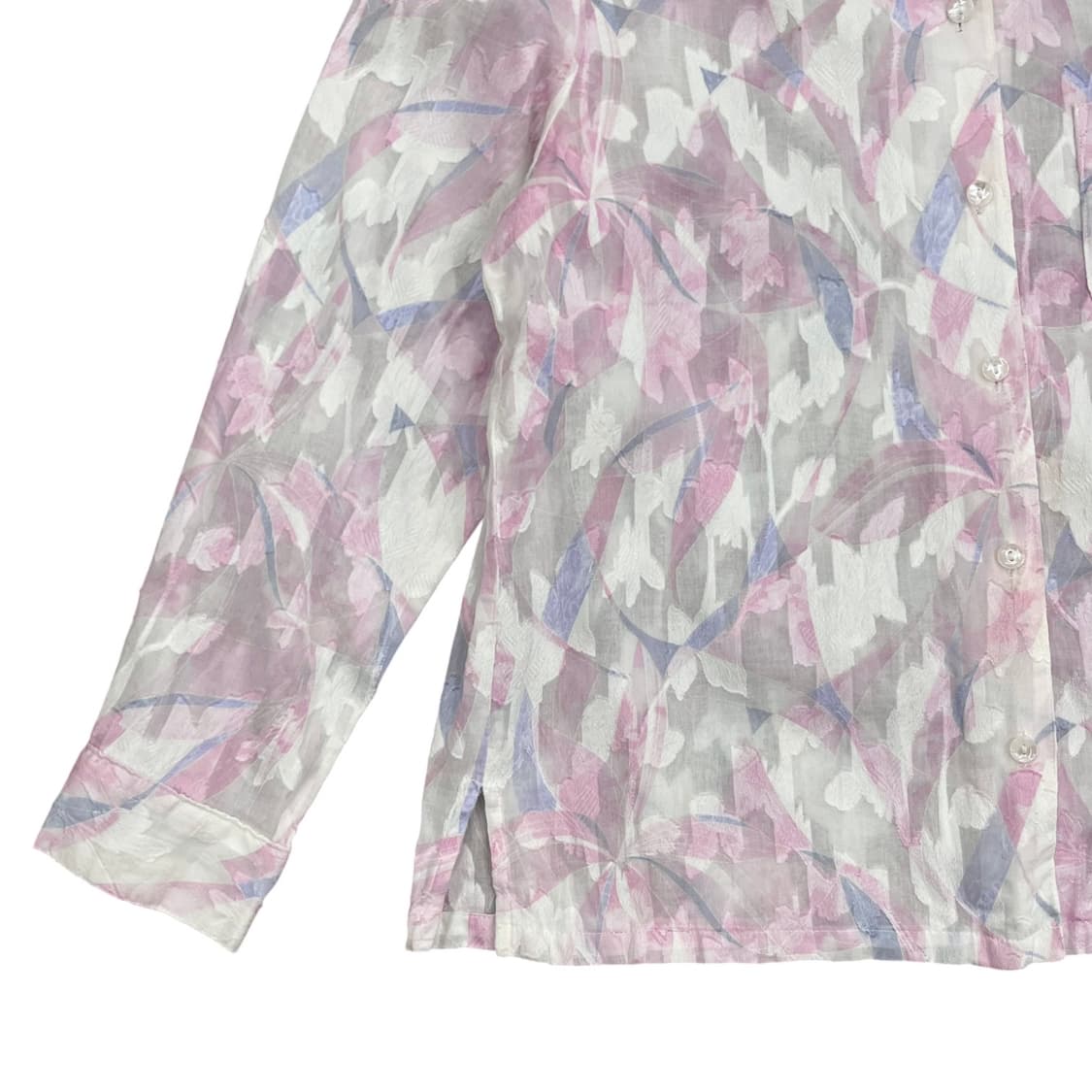 Pink See-Through Embroidery Detail Shirt 상품이미지4