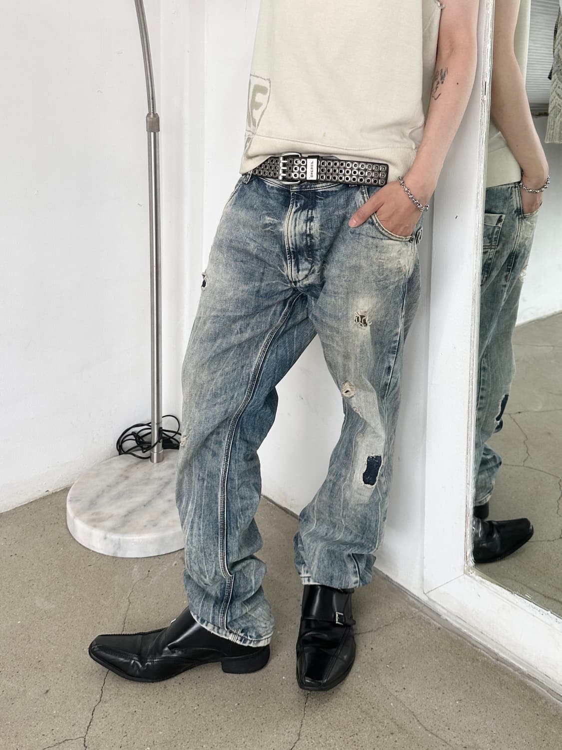 디젤 링클 워싱 데님 팬츠 상품이미지1