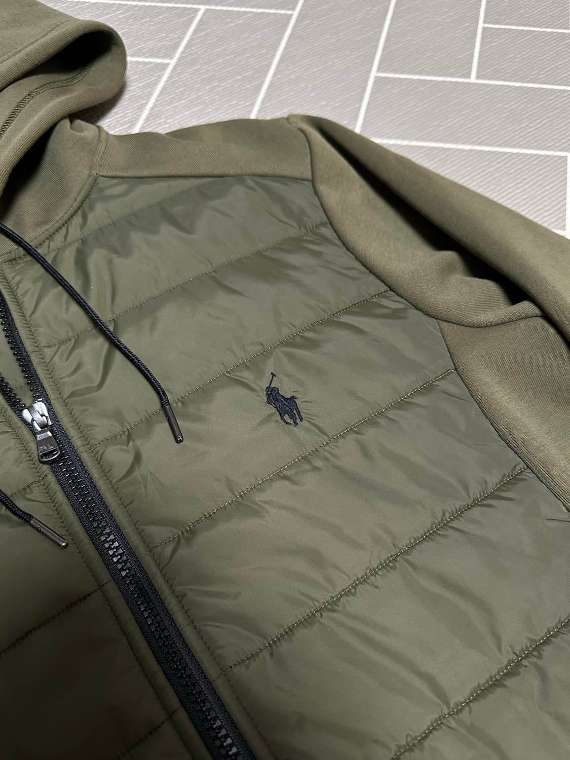 폴로 경량패딩 후드집업 카키 상품이미지2