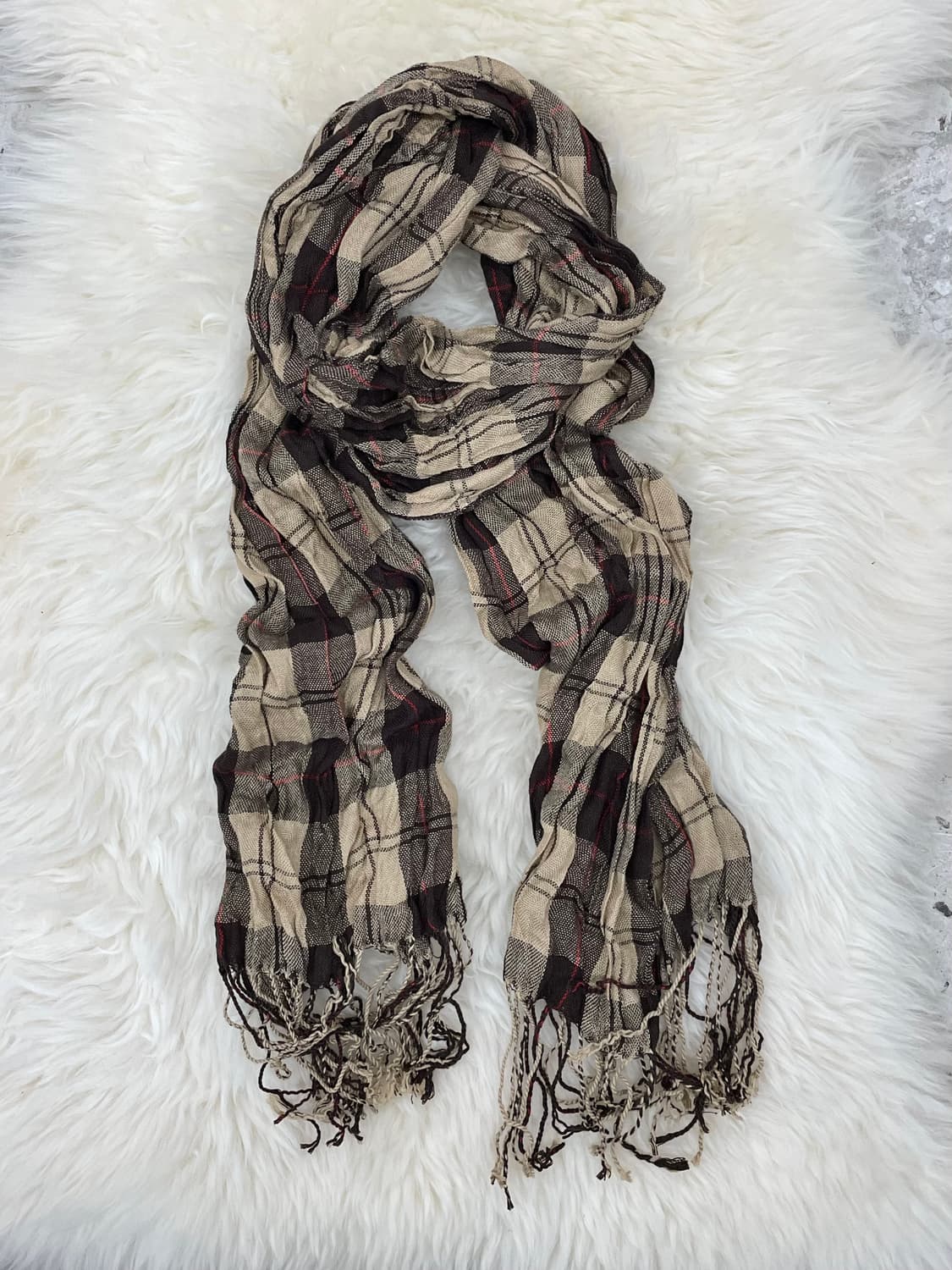 라떼 브라운 체크 수술 머플러  상품이미지3