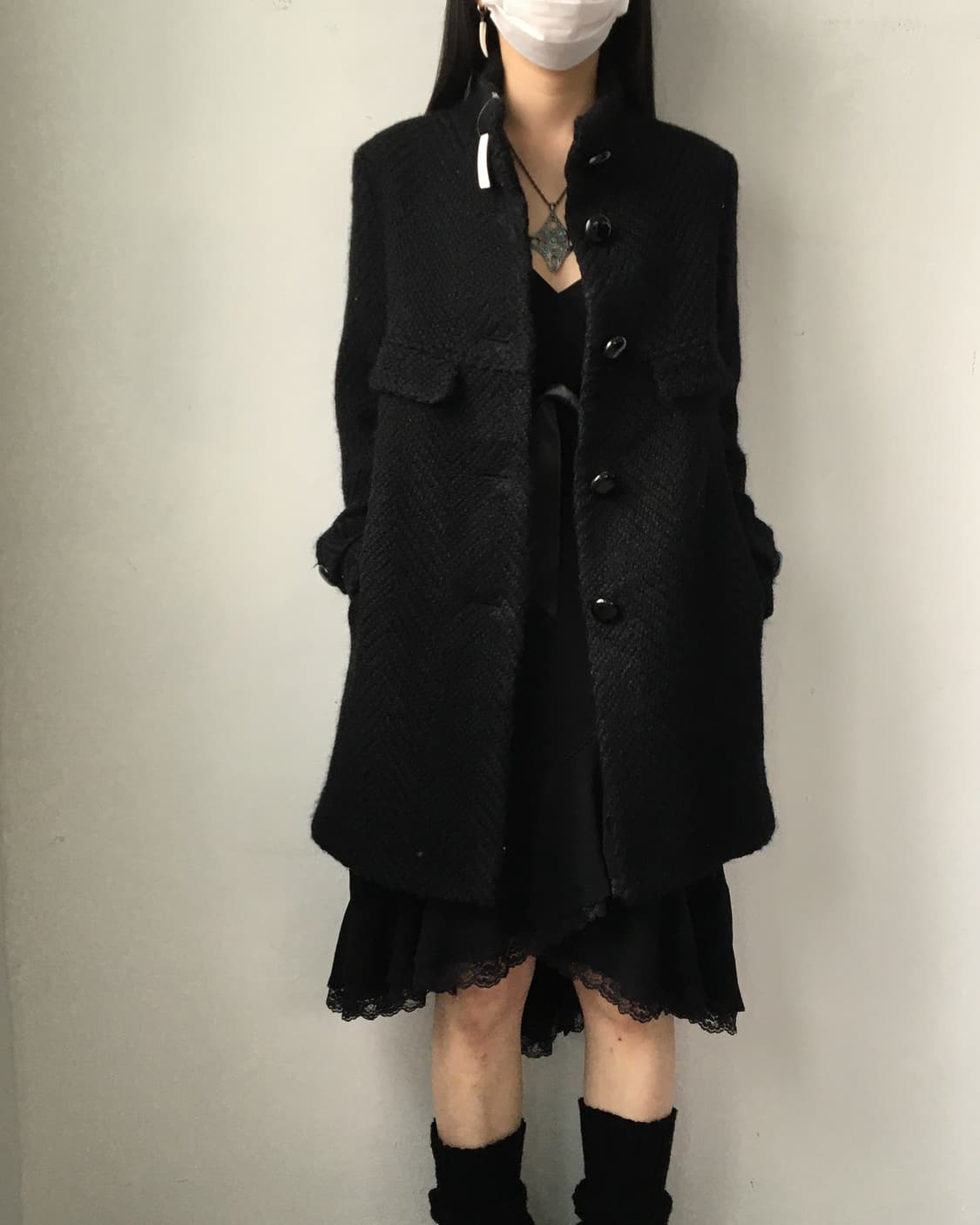 Pattern point high neck coat 상품이미지7
