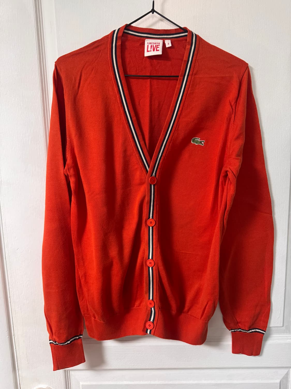 라코스테라이브 남여공용95 레드(다홍색) 면 가디건 상품이미지1