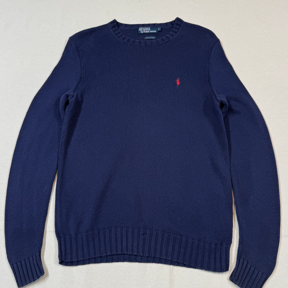 S) 폴로 랄프로렌 네이비 헤비코튼 라운드넥 니트 상품이미지2