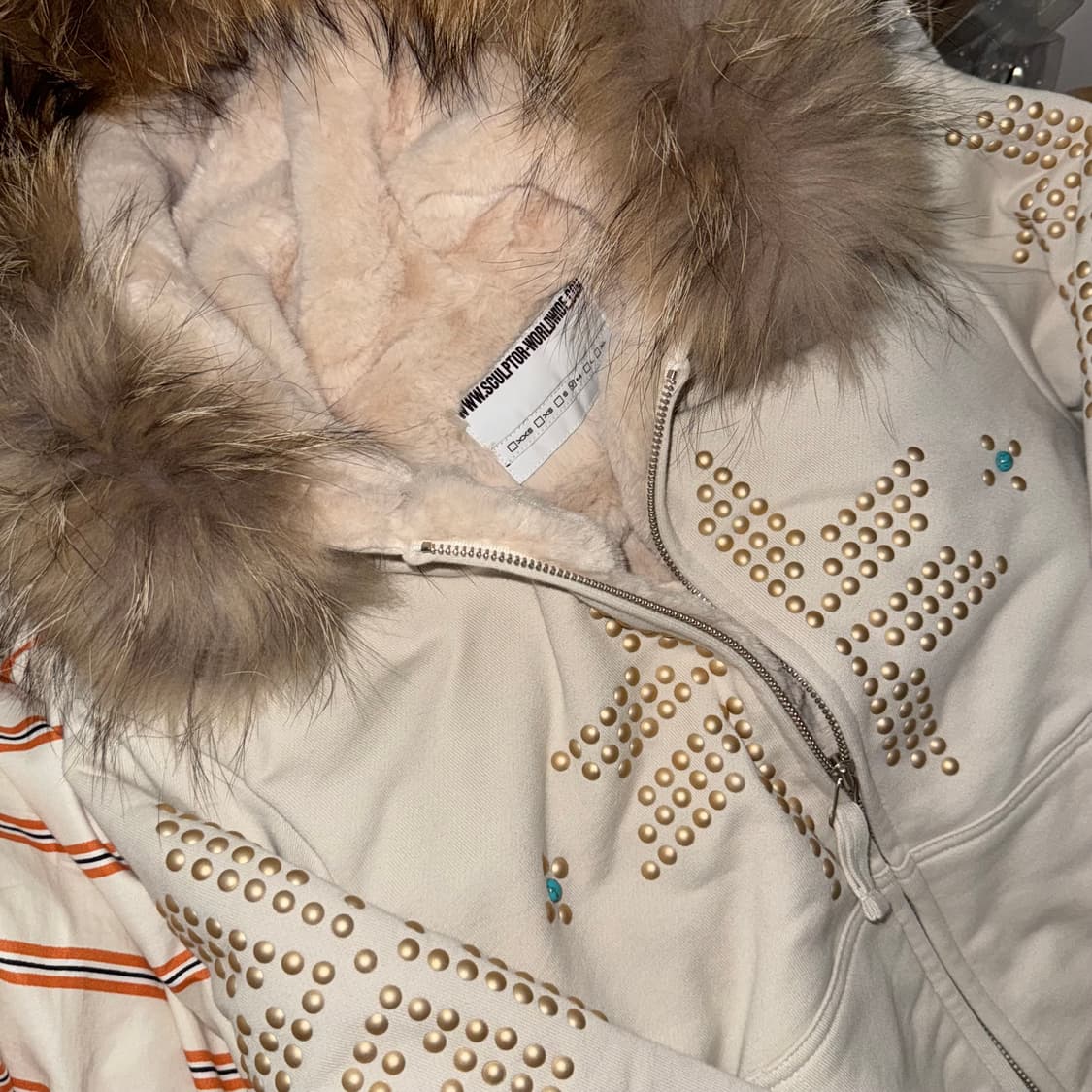 스컬프터 퍼 트리밍 후드집업 더티화이트 m fur trimming 상품이미지7