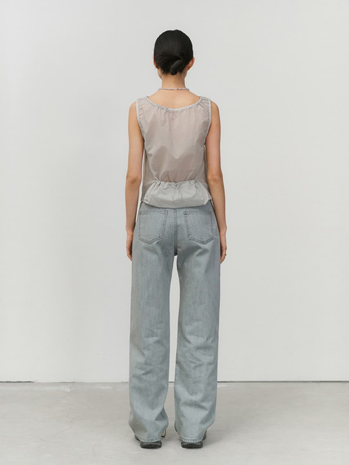 아모멘토 amomento 스트링 스퀘어 넥 탑 그레이 상품이미지5