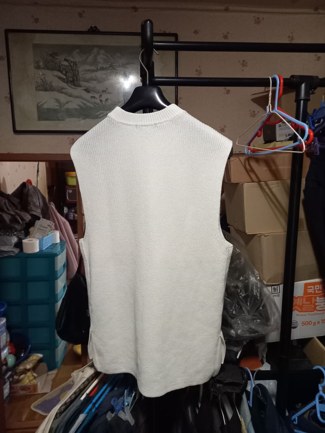 [플랙](미사용)라운드넥 니트 베스트 M사이즈 아이보리 컬러  상품이미지2