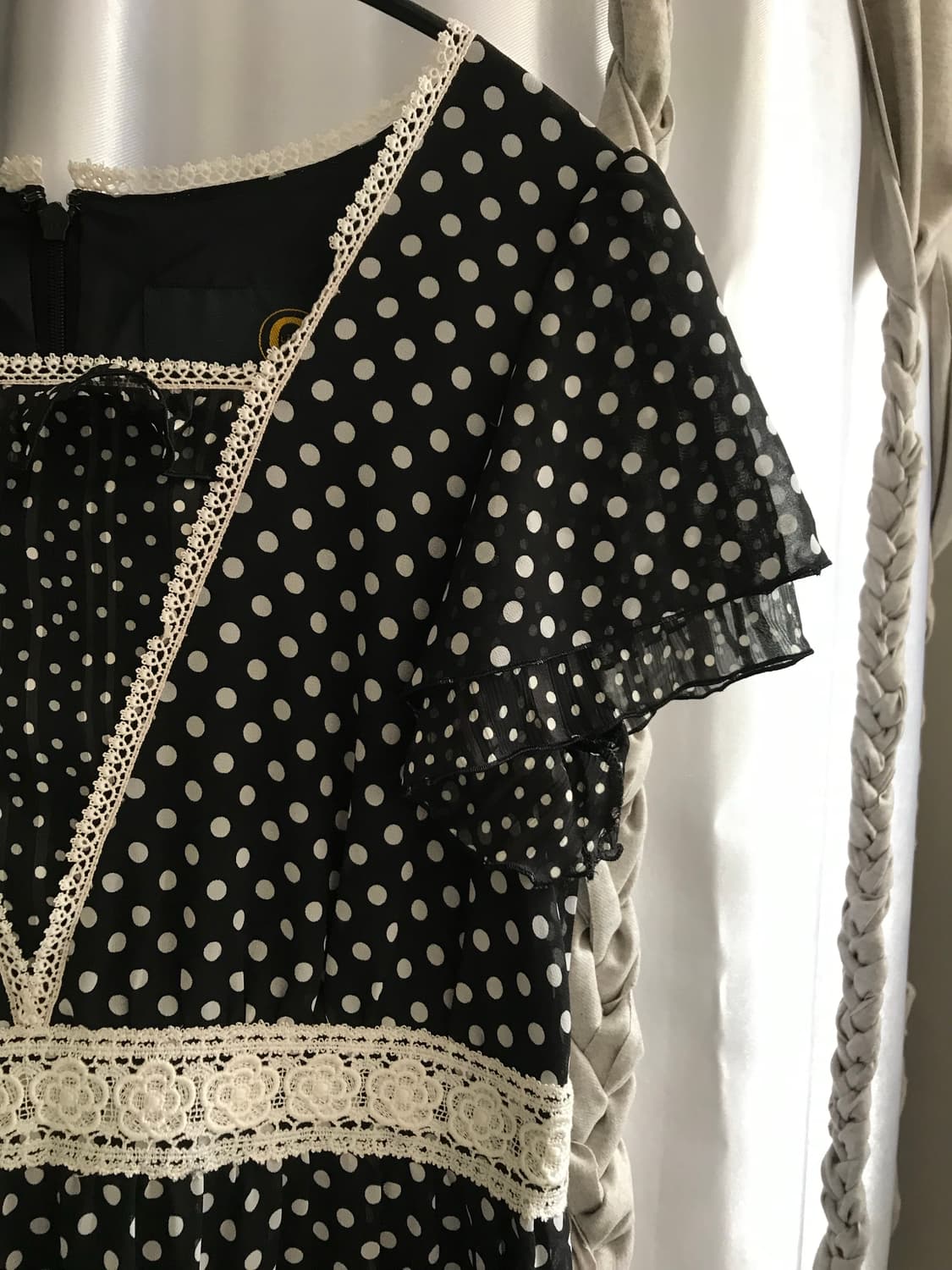 vintage dot pattern lace one-piece 상품이미지5