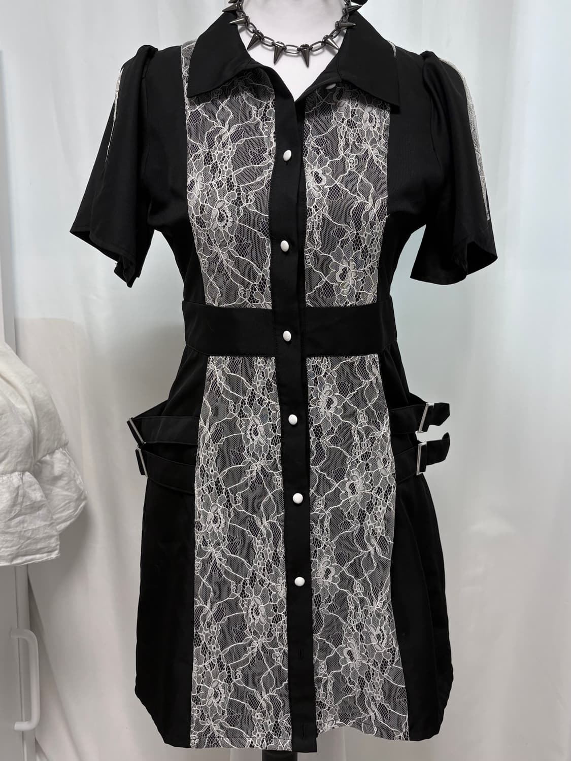 빈티지 고스펑크 고스로리 네트 버클 원피스 상품이미지1