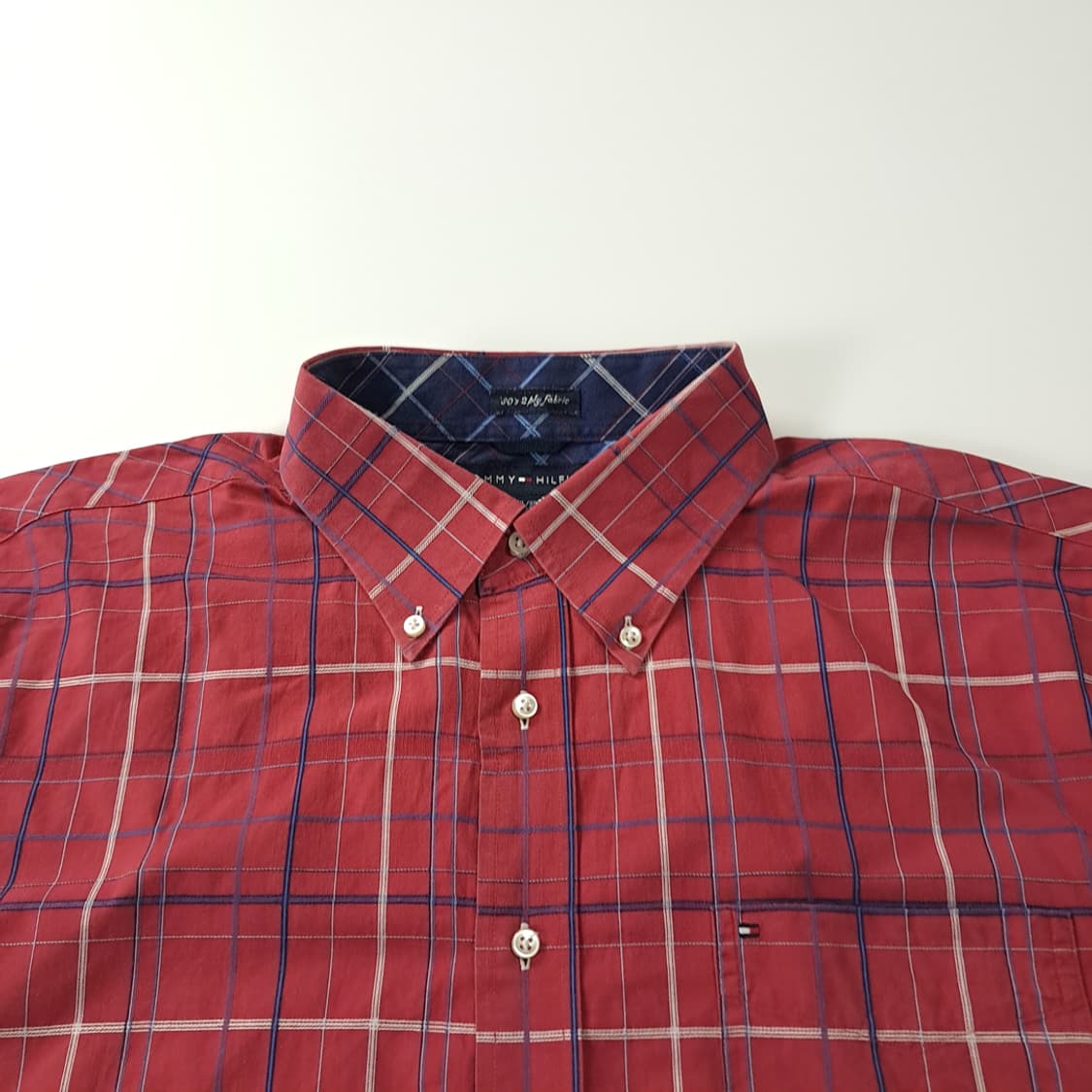 CK234 XL 타미힐피거 90s 레드 멀티윈도우페인 체크 반팔 셔츠  상품이미지2