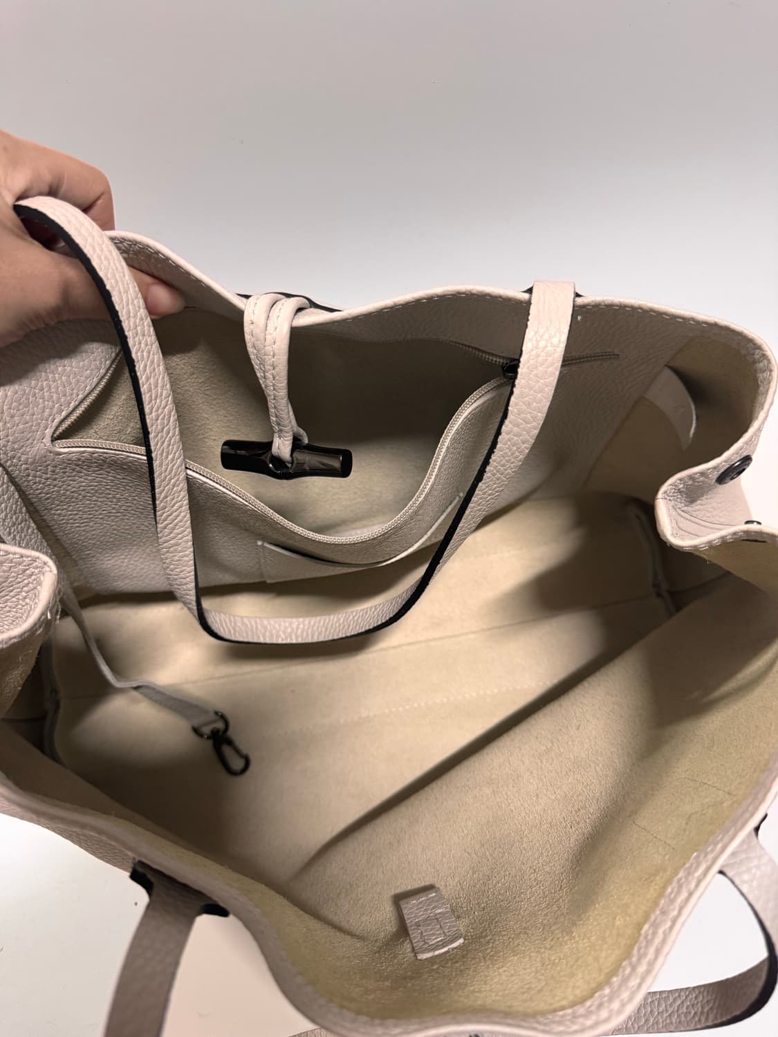 롱샴 아이보리 가죽 숄더백 상품이미지8