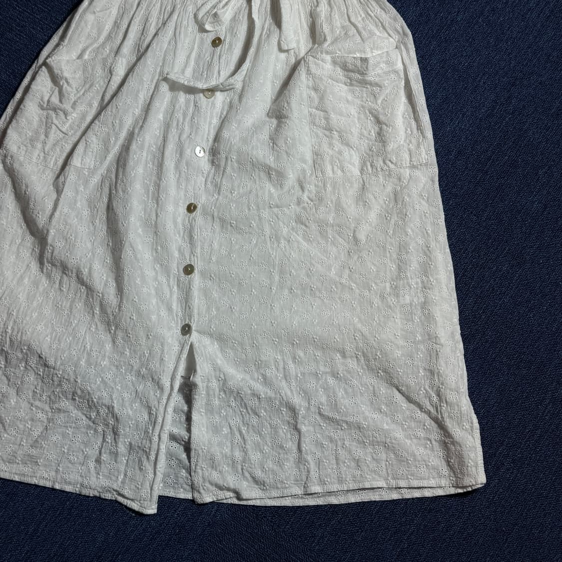 빈티지 화이트 버튼 원피스 상품이미지3