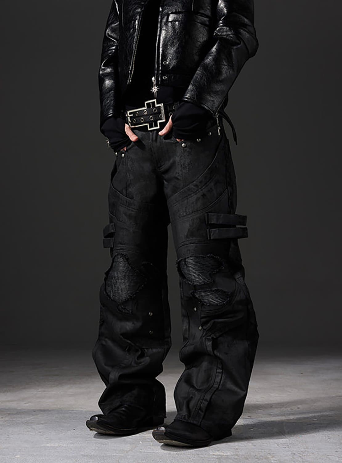 3D Cut Waxed Straight Denim Pants  상품이미지5