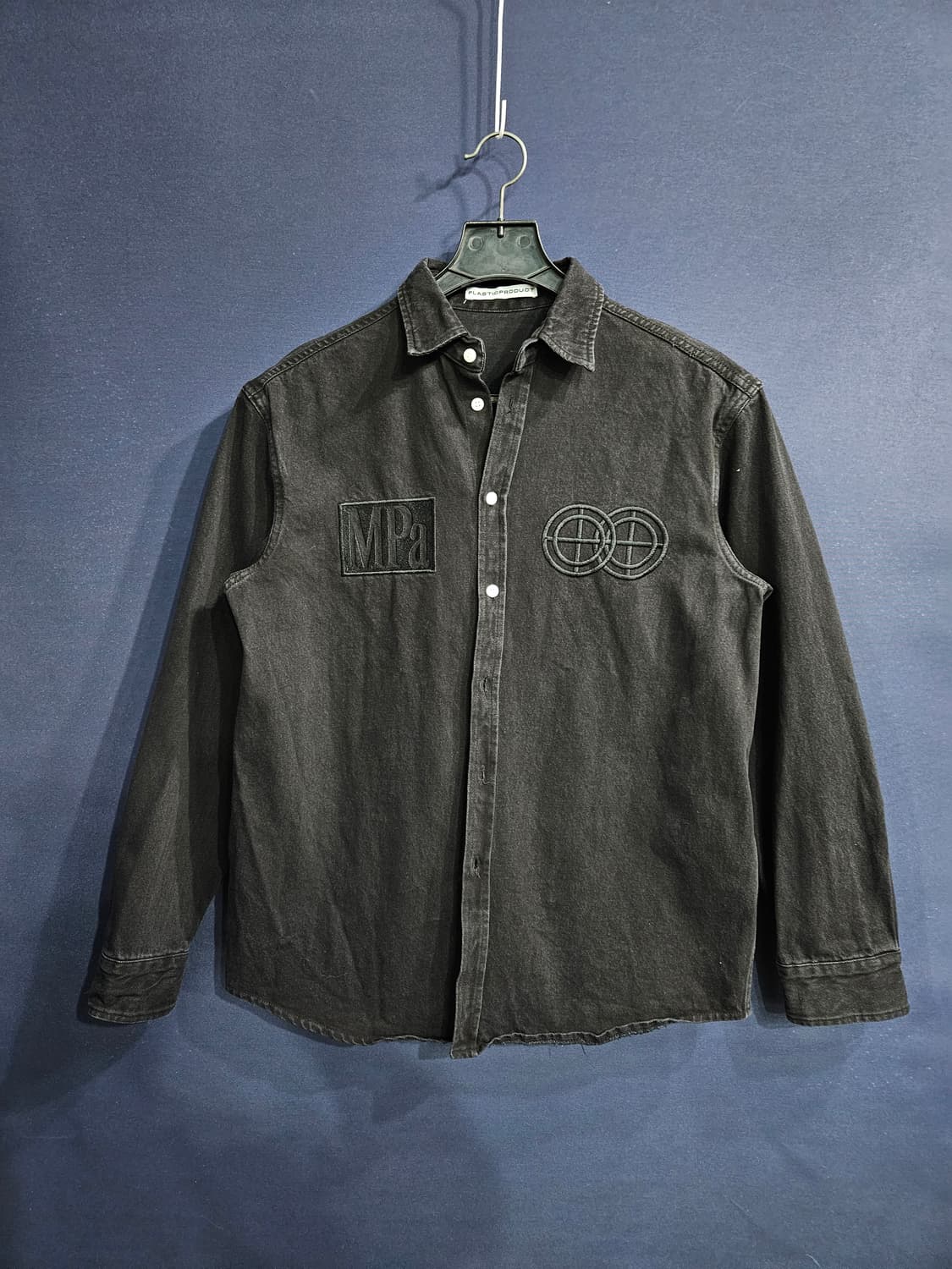 플라스틱 프로덕트 블랙컬러 남성 오버핏 90~95 데님셔츠  상품이미지1