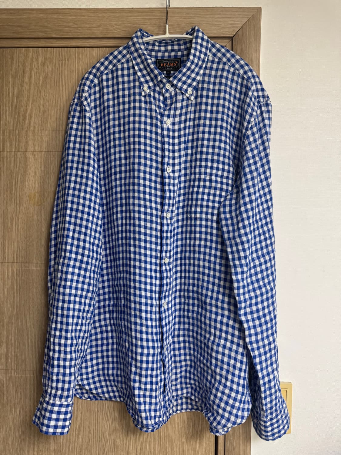 BEAMS 빔스 BD 깅엄 체크 린넨 셔츠 XL 상품이미지1