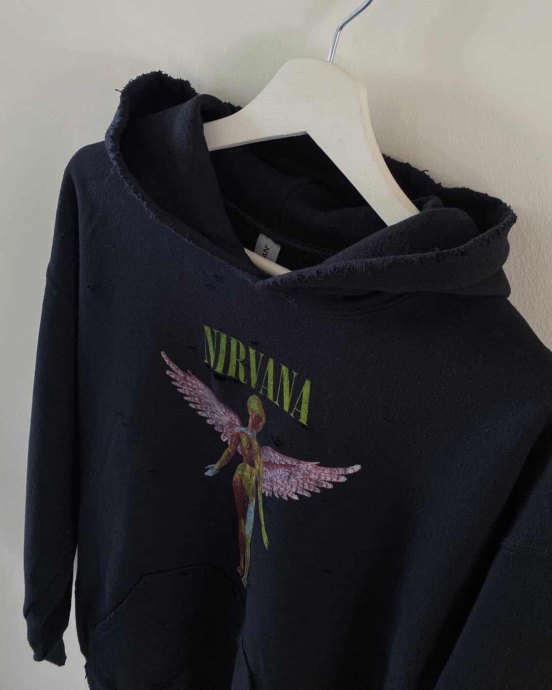 너바나 디스트로이드 블랙 후드티 상품이미지3