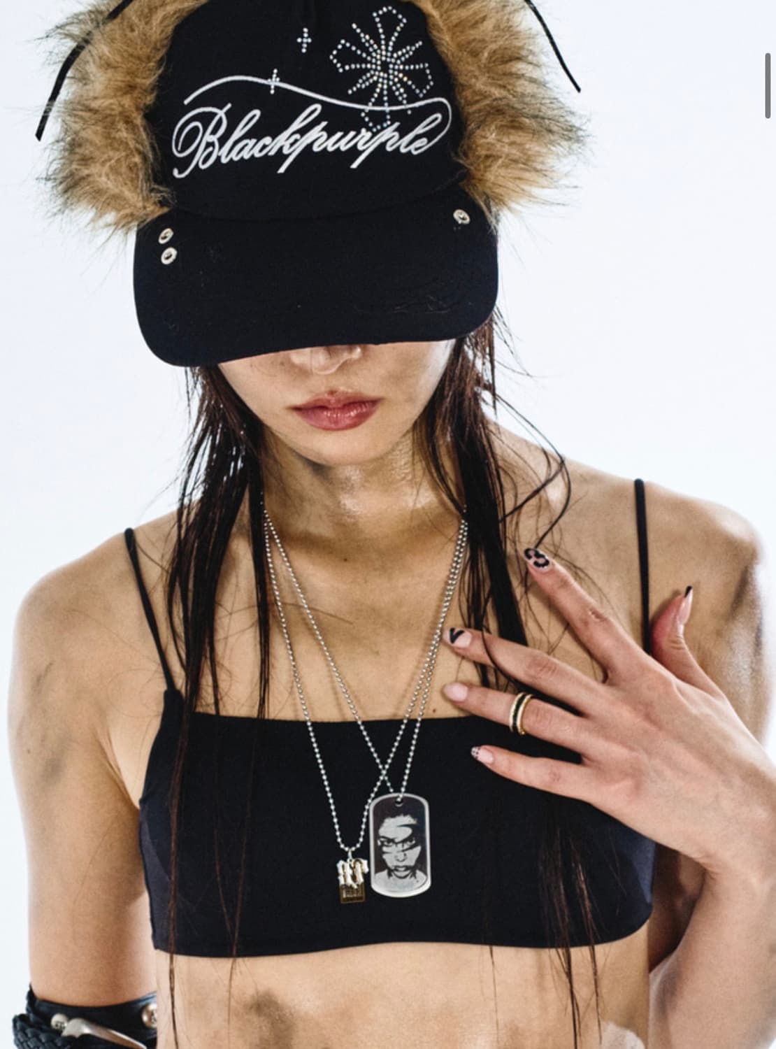 black purple fur ball cap 상품이미지3