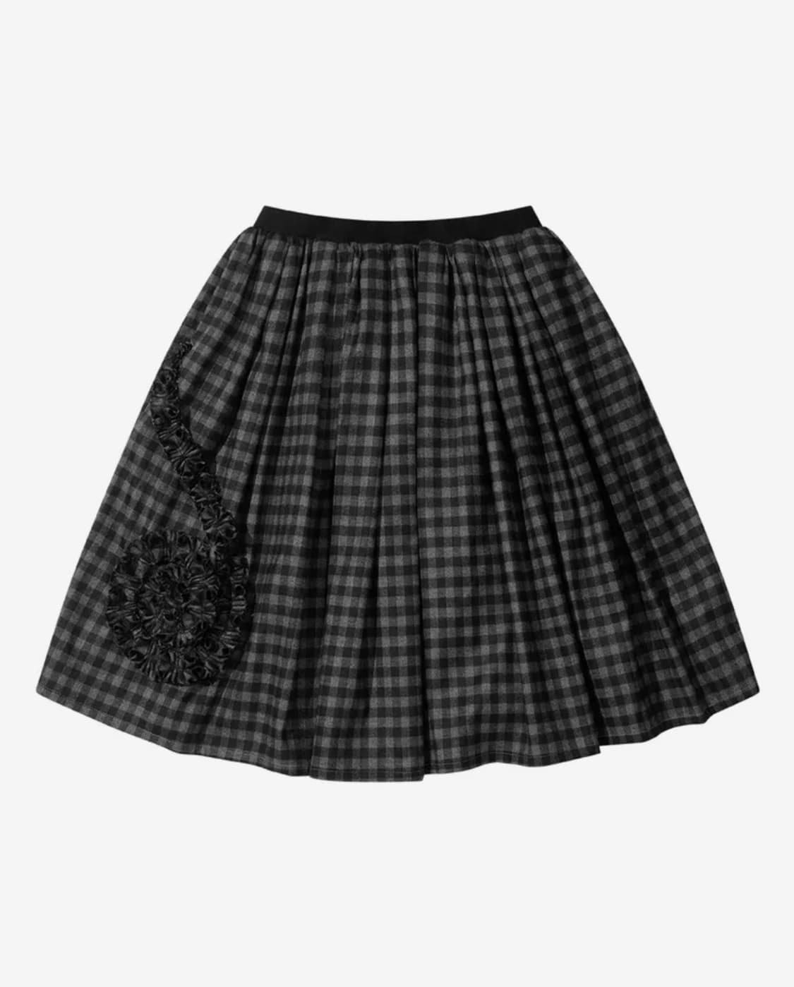 FRILL CHECK BANDING SKIRT (BLACK) 상품이미지1