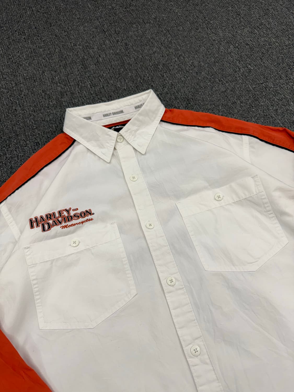 L)할리데이비슨 빈티지 자수 로고 패치 화이트 긴팔 셔츠 상품이미지3