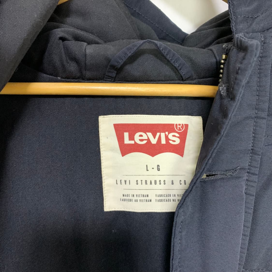 리바이스 빈티지 후드 패딩 버튼 점퍼 블랙 네이비 L 상품이미지7