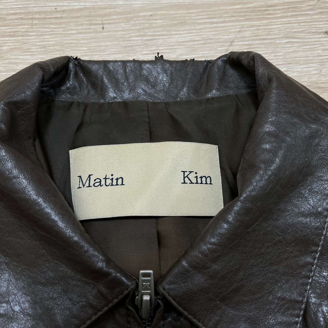 마뗑킴 빈티지 레더 라이더 가죽자켓 [브라운] XL/105 상품이미지4