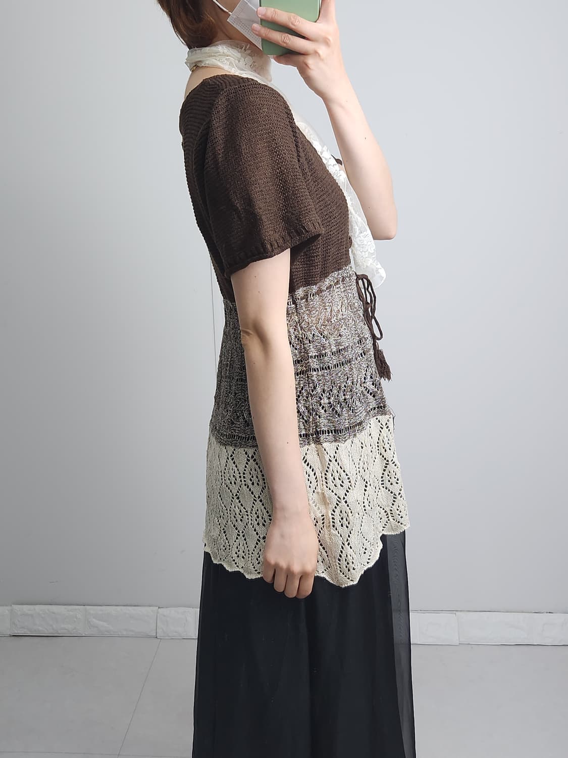 반소매 배색 니트 상품이미지4