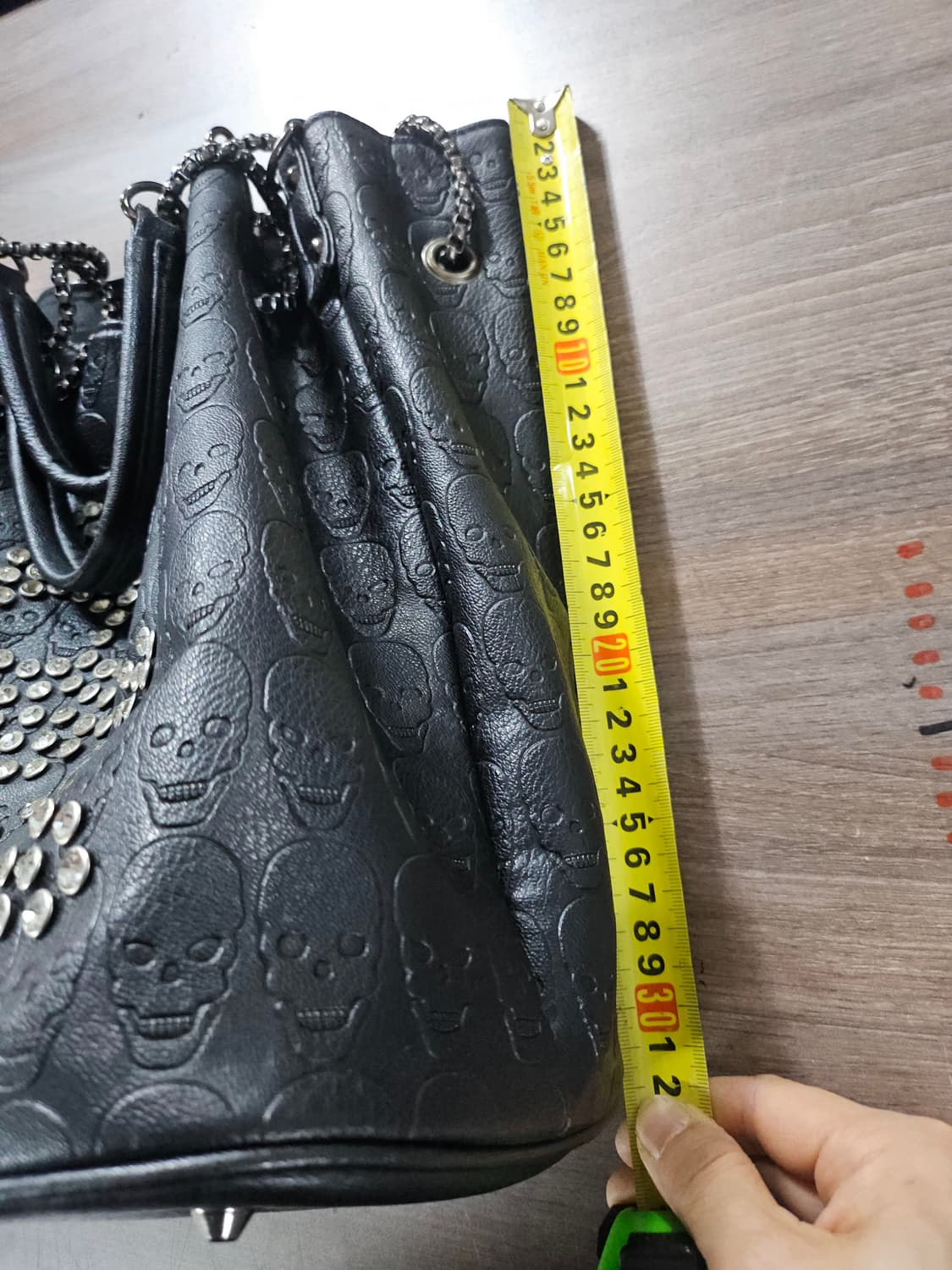 빈티지 가죽 펑크 고딕 고스 스컬 해골 체인 큐빅 숄더백 상품이미지7