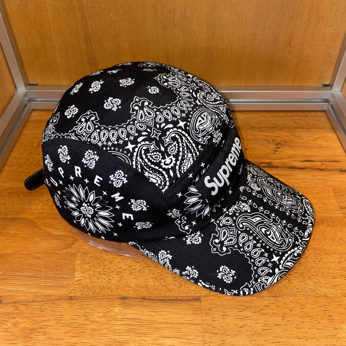 Supreme Bandana Camp Cap (Black) 상품이미지2