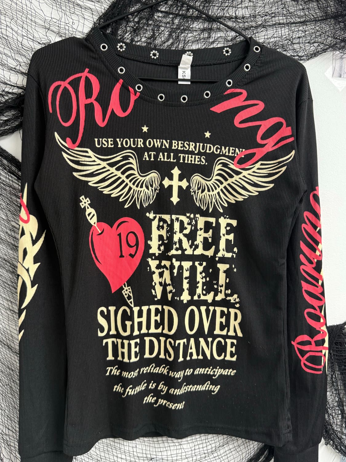 Punk mood wing printing longsleeve  상품이미지3