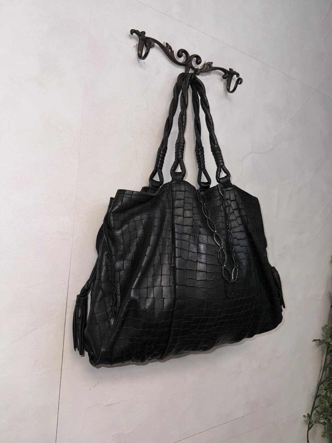 Renoma black crocodile string tote bag 상품이미지3